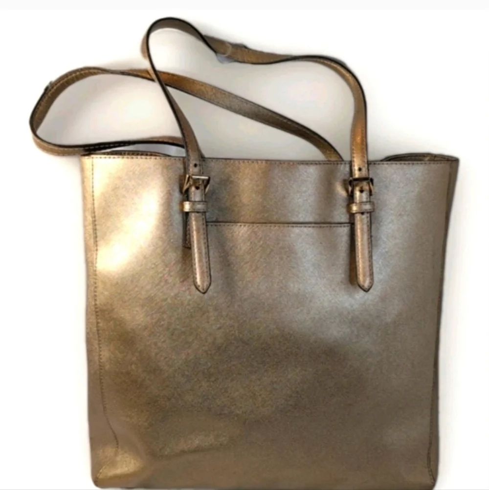 Michael Kors Jet Set Bronze Leather Tote Shoulder Bag - Picture 3 of 7